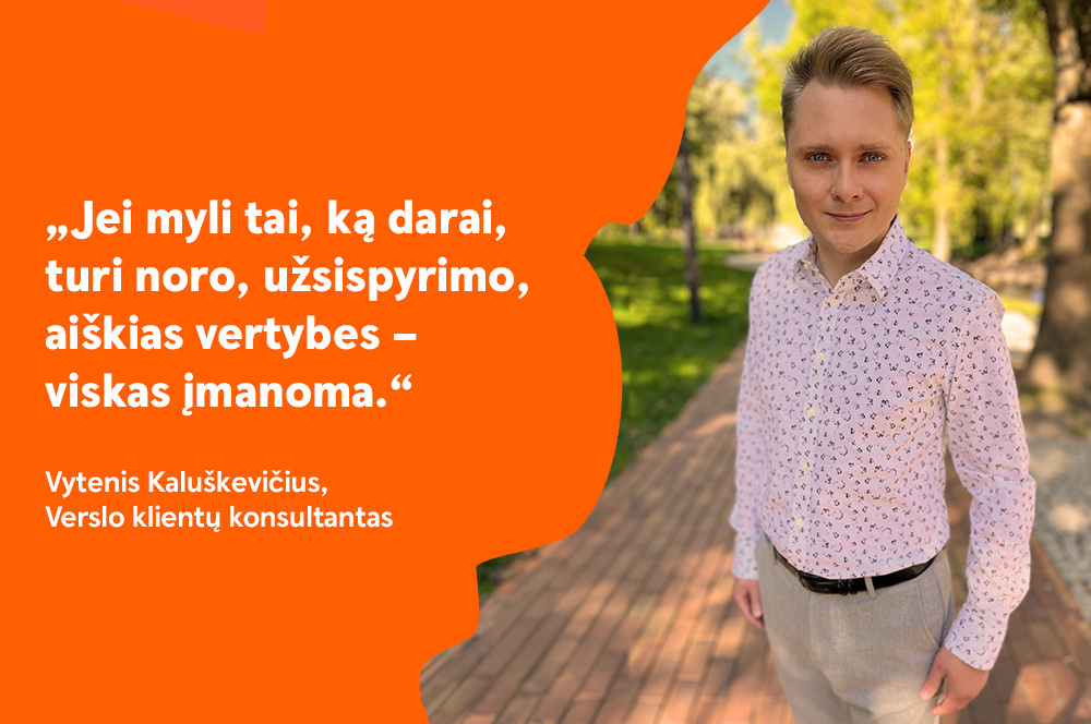 „Swedbank“ žmonės | Verslo klientų konsultantas Vytenis Kaluškevičius: „Per daugiau nei 10 metų „Swedbank“ atradau ir išmokau begalę dalykų, kurie leido tapti sėkmingam ir pasiekti harmoniją darbe bei asmeniniame gyvenime.“