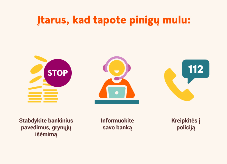 Įtarus, kad tapote pinigų mulu